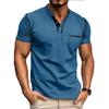 Men's Crew Neck Casual Pocket T-Shirt Button Front Lightweight Tees Classic Soft Short Sleeve Multipack T-Shirts (Red/Blue/Green3,M) view 4