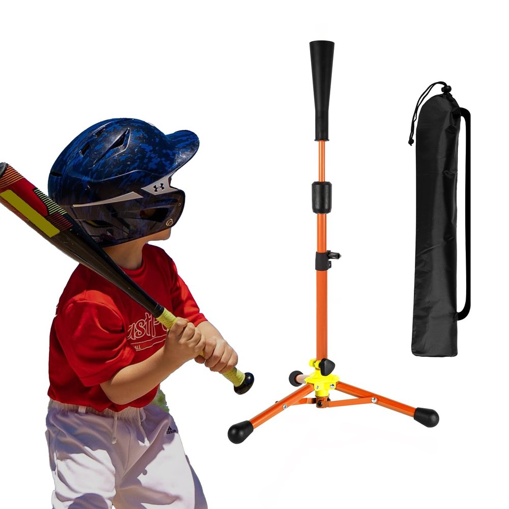 23.5 to 39.76 Inches Baseball Tee for Kids, Batting Tees for Baseball with Carry Bag, Portable Stable Tanner Tee, Baseball Training Equipment Aged 5-12, Softball Tee for Batting and Hitting (Orange)