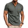 Men's Crew Neck Casual Pocket T-Shirt Button Front Lightweight Tees Classic Soft Short Sleeve Multipack T-Shirts (Black/Dark Grey,3XL) view 2