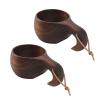 HOHXFYP 2Pcs Wooden Cup,8oz Solid Wood Camping Mug with Handles and Lanyard, Traditional Nordic Coffee Mug Hiking Cup Camping Bowl for Hot Drinks, Tea view 1
