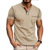 Men's Crew Neck Casual Pocket T-Shirt Button Front Lightweight Tees Classic Soft Short Sleeve Multipack T-Shirts (Khaki/Grey/Green3,S) view 2
