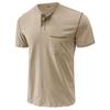 Men's Crew Neck Casual Pocket T-Shirt Button Front Lightweight Tees Classic Soft Short Sleeve Multipack T-Shirts (Khaki/Grey/Green3,S) view 3