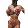 AIBEARTY Women Sexy Micro Bikini Set Shiny Metallic 2 Piece Swimsuit Push Up Underwire Swimwear Bathing Suit view 2