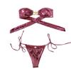 AIBEARTY Women Sexy Micro Bikini Set Shiny Metallic 2 Piece Swimsuit Push Up Underwire Swimwear Bathing Suit view 4