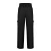 Mens Heavyweight Fleece Cargo Sweatpants Joggers Baggy Elastic Waist Drawstring Workout Pants with Pockets Winter A- Black view 2