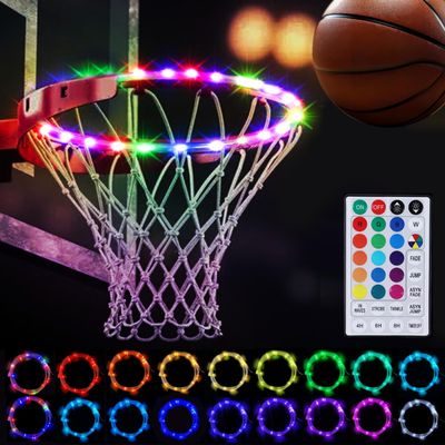 GOSLMYY LED Basketball Hoop Light, RGB Remote Control Basketball Rim Lights Accessories, Waterproof Super Bright LED Light to Play Outdoor at Night Training for Outdoor Gifts