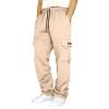 Mens Heavyweight Fleece Cargo Sweatpants Joggers Baggy Elastic Waist Drawstring Workout Pants with Pockets Winter view 1