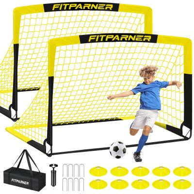 FITPARNER Kids Soccer Goal for Backyard Set - 2 Set of 5X3.6 ft (YellowBlack)