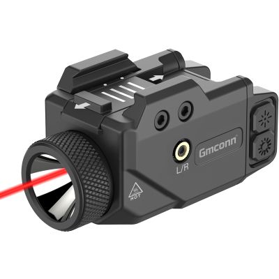 Gmconn 800 Lumen Tactical Flashlight Green Red Blue Laser LED Light Combo, Rechargeable Pistol Light with Strobe Function (Red Laser)
