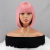 yumtaro Pink Wigs for Women Short Synthetic Bob Wig with Bangs Glueless Shoulder Length Apple Cut Colorful Cosplay Wig for Girls Daily Party and Halloween Costume Use view 2