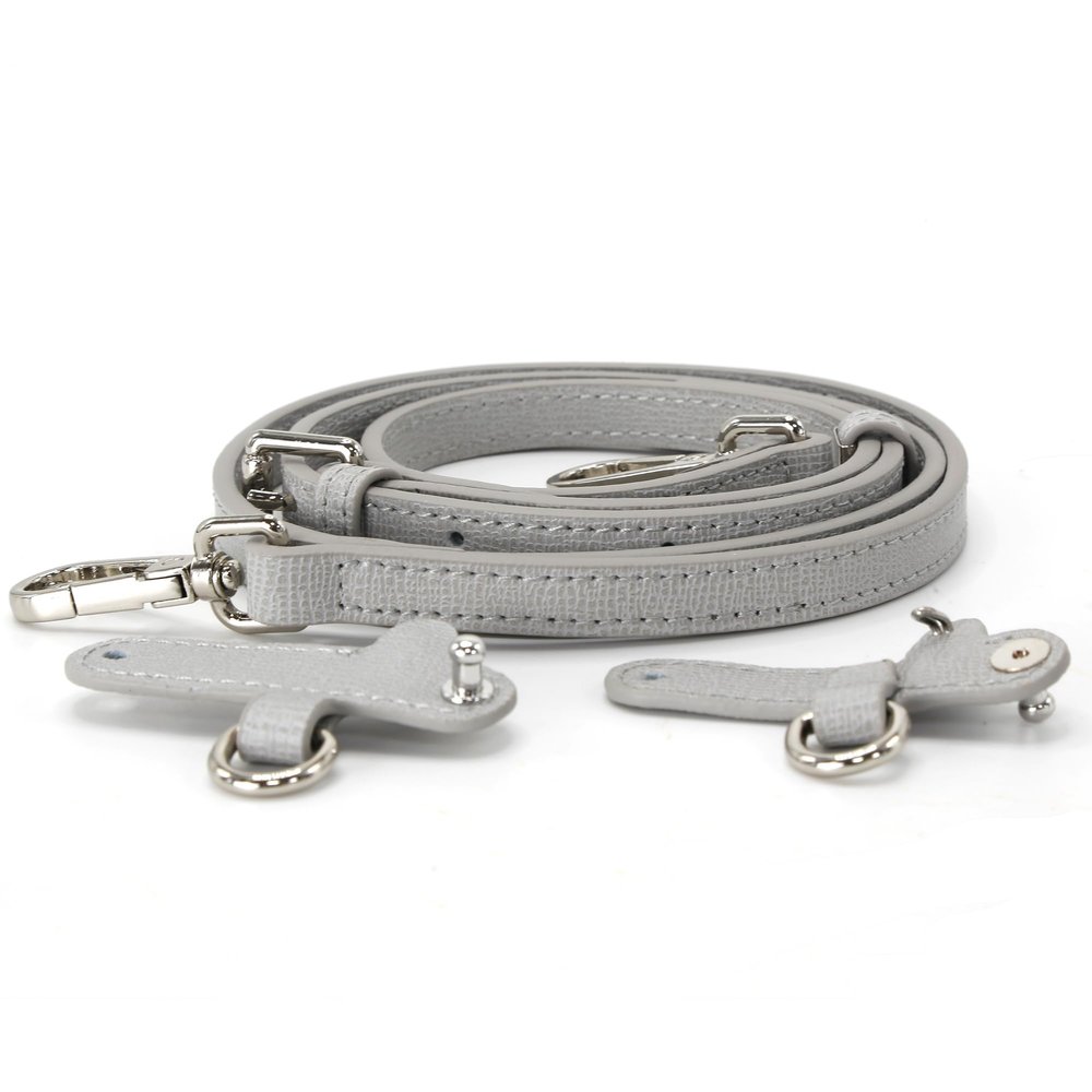 banbeln Mini Bags Leather Shoulder Strap Kit Fit For Adjustable Crossbody Small Bag (Grey-silver)