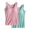 ,2 Pack Tank Tops for Women 2024 Cami Built in Bras Plus Size Shelf Bra Shirt Yoga Athleic Layering Undershirt,Mint Green,Medium view 4