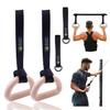 J Bryant Fitness Wooden Gymnastic Rings - Pull Up Grips & LAT Pull Down Gym Handles Design, Sturdy Webbing Straps with D-Rings, Pilates, Strength Training, and Portable Fitness - Includes Carry Bag view 1