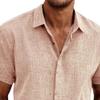 QOAAIE 3 Pack Men's Short Sleeve Linen Shirts Casual Button Down Collar Shirt Summer Beach Hawaiian Vacation Shirts (Khaki/Blue/Apricot2,XL) view 4