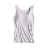 ,2 Pack Tank Tops for Women 2024 Cami Built in Bras Plus Size Shelf Bra Shirt Yoga Athleic Layering Undershirt,Gy1,Large view 3