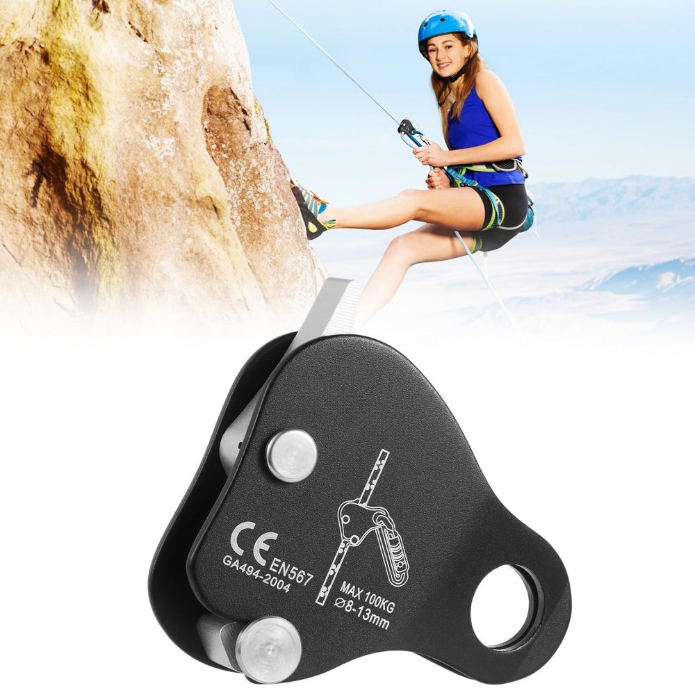 LUMINFLY Fall Protection Belay Device, High Strength Rappel Device Equipment for Mountaineering, Self-Locking Climbing Rope Grip Clamp, Rock Climbing Ascender, Climbing Rope Grab