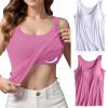 ,2 Pack Tank Tops for Women 2024 Cami Built in Bras Plus Size Shelf Bra Shirt Yoga Athleic Layering Undershirt,Camouflage,Large view 3