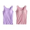 Cyber Mon 2024,2 Pack Tank Tops for Women 2024 Cami Built in Bras Plus Size Shelf Bra Shirt Yoga Athleic Layering Undershirt,Rose Gold,Small view 1