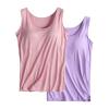 Cyber Mon 2024,2 Pack Tank Tops for Women 2024 Cami Built in Bras Plus Size Shelf Bra Shirt Yoga Athleic Layering Undershirt,Rose Gold,Small view 4
