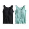 ,2 Pack Tank Tops for Women 2024 Cami Built in Bras Plus Size Shelf Bra Shirt Yoga Athleic Layering Undershirt,Bk2,Small