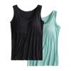 ,2 Pack Tank Tops for Women 2024 Cami Built in Bras Plus Size Shelf Bra Shirt Yoga Athleic Layering Undershirt,Bk2,Small view 3
