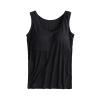 ,2 Pack Tank Tops for Women 2024 Cami Built in Bras Plus Size Shelf Bra Shirt Yoga Athleic Layering Undershirt,Bk2,Small view 4