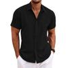 QOAAIE 3 Pack Men's Short Sleeve Linen Shirts Casual Button Down Collar Shirt Summer Beach Hawaiian Vacation Shirts (Green1/White/Black,XL) view 2