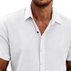QOAAIE 3 Pack Men's Short Sleeve Linen Shirts Casual Button Down Collar Shirt Summer Beach Hawaiian Vacation Shirts (Green1/White/Black,XL) view 4