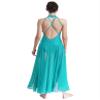 HULIJA Womens Long Lyrical Dance Dress Contemporary Dancewear Flowy Split Maxi Dresses Performance Costume Bluegreen Small view 2