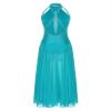 HULIJA Womens Long Lyrical Dance Dress Contemporary Dancewear Flowy Split Maxi Dresses Performance Costume Bluegreen Small view 4