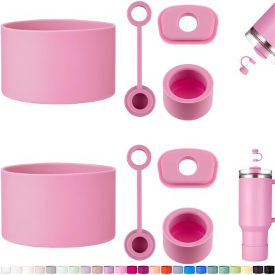 HYZ 8 Piece Accessories for Stanley Cup, Silicone Spill Proof Stopper Set and Protective Boot Including Straw Cover Cap for Stanley H2.0 20oz 30oz 40oz Tumbler, Peony