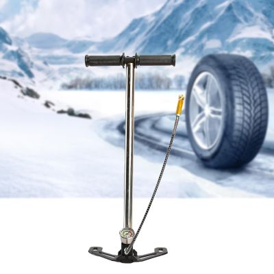 HEVIRGO PCP Hand Pump-3 Stage 30MPA 4500 PSI High Pressure Air Pump,Air Filling Stirrup Pump Stainless Steel Folding Car Tyre Inflator for Airguns Scubas Tank Paintball Filling Tire Gas Cylinder