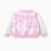 Disney Princess Ariel Little Girls Varsity Bomber Letterman School Baseball Jacket Tie-dye Zip Up Fall Clothes Lightweight Sweatshirt Pink 3T view 3