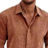 QOAAIE 3 Pack Men's Short Sleeve Linen Shirts Casual Button Down Collar Shirt Summer Beach Hawaiian Vacation Shirts (Pink2/Brown/Apricot,L) view 3