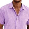 QOAAIE 3 Pack Men's Short Sleeve Linen Shirts Casual Button Down Collar Shirt Summer Beach Hawaiian Vacation Shirts (Purple/Pink/Pink2,XXL) view 2