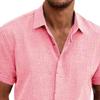QOAAIE 3 Pack Men's Short Sleeve Linen Shirts Casual Button Down Collar Shirt Summer Beach Hawaiian Vacation Shirts (Purple/Pink/Pink2,XXL) view 3
