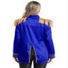 LiiYii Womens SGT Sergeant Pepper Budget Jacket Hippy Medieval Shiny Satin Jackets Halloween Cosplay Costume Royal Blue Medium view 2