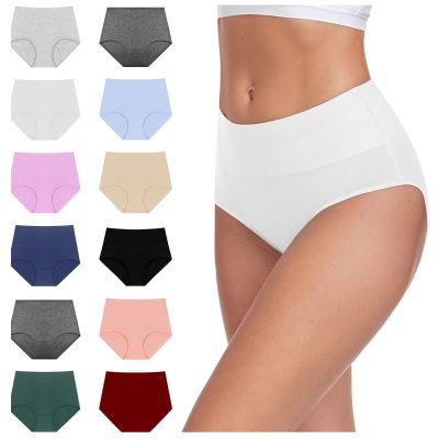 takaeys Cotton Underwear for Women High Waist Full Coverage Briefs Comfort Soft Panties Trendy Breathable Underwear White