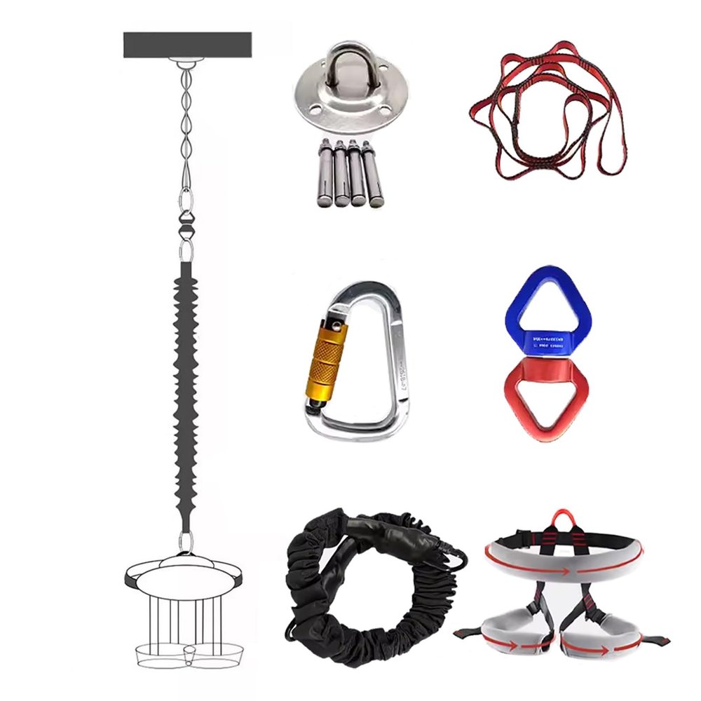 JYHHCYS Aerial Yoga Bungee Cord Rope S M L XL Size - Unisex Heavy Bungee Resistance Band Set for Pilates Training - Home Gym Professional Hanging Training Equipment(All Parts (58~67kg/128~148lbs))
