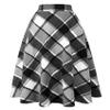 Women's High Waisted Midi Skirts Work Vintage Ladies Plaid A Line Pleated Skirt with Pockets Fall Winter Wool Dresses Gray White view 1
