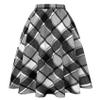 Women's High Waisted Midi Skirts Work Vintage Ladies Plaid A Line Pleated Skirt with Pockets Fall Winter Wool Dresses Gray White view 3