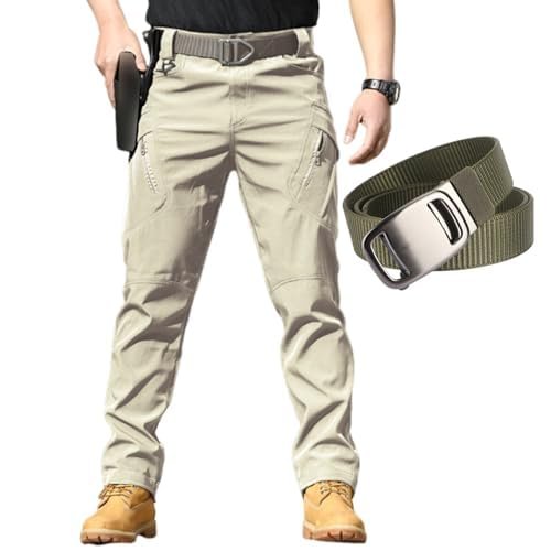 Kyayu Tactical Pants Waterproof,Men's Gotosleeps Pants,Outdoor Military Combat Lightweight Cargo Trousers (Khaki,L)