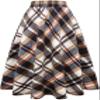 Women's Long Plaid Wool Skirt Fall Winter High Waist A-line Pleated Wool Tartan Skirts Brown White view 2