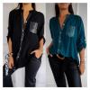 2024 Cotton V-Neck Sequin Mid-Sleeve Casual Top, Glitter Sequin Short Sleeve, Casual Tee Shirt Top, For Women(Black,Medium) view 2