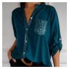 2024 Cotton V-Neck Sequin Mid-Sleeve Casual Top, Glitter Sequin Short Sleeve, Casual Tee Shirt Top, For Women(Black,Medium) view 3