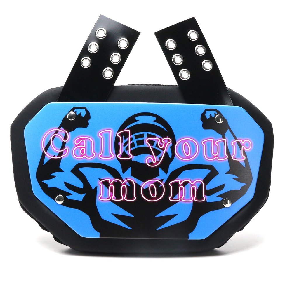 Runxrocy Back Plate Football Adult Rear Protective Pad Youth Protect Football Backplate for Players Call Your Mom Blue Color (Call Your Mom-Blue Color, Youth (Above 12Years Old))