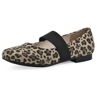 CLIFFS BY WHITE MOUNTAIN Women's Besimi Cushioned Mary Jane Flat, Natural/El-Print/Fabric, 7.5 M