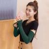Arm Warmers Women Knit Gothic Long Fingerless Gloves for Women Cold Weather Gloves with Thumb Hole (Green, One Size) view 3