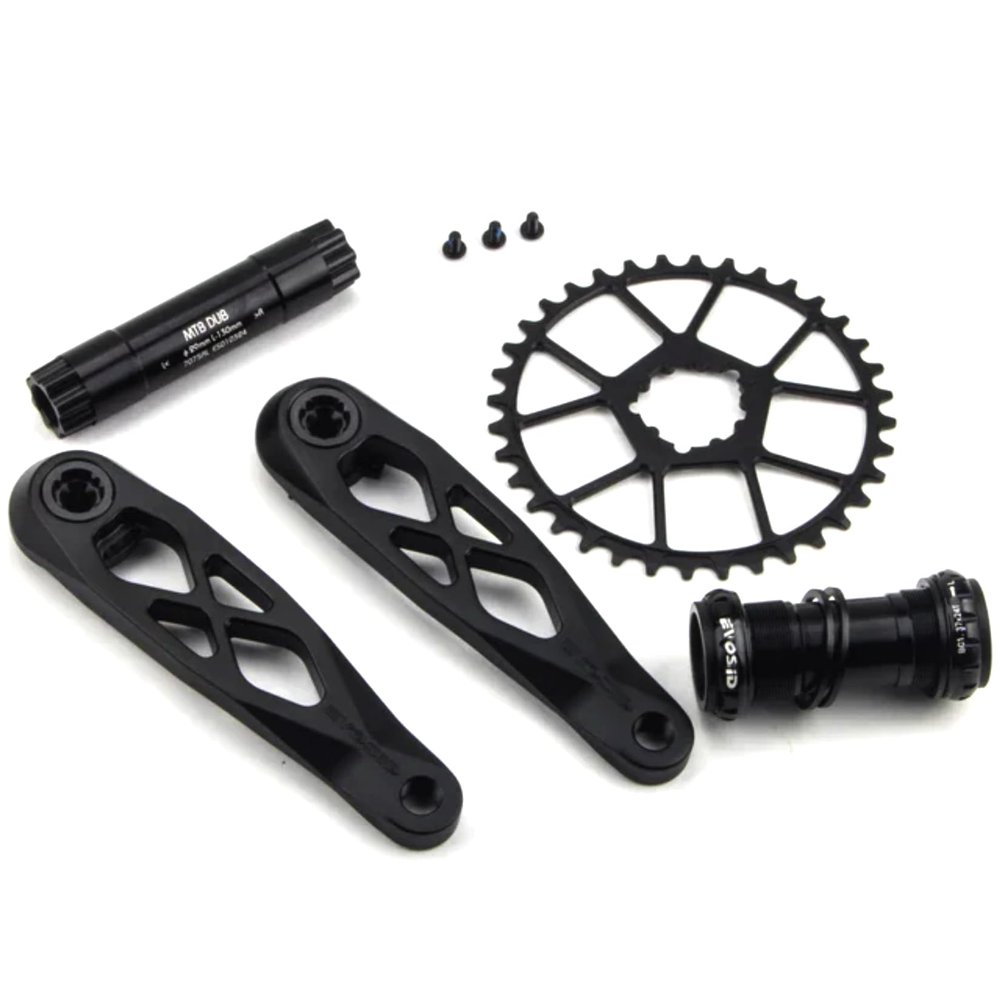 CobraCrawler Ultralight MTB 165/170/175mm Crankset Set,32T 34T 36T 38T Single Speed Mountain Bike Cycling Road Bike Crank Arm Set Dub Axis 29mm Mountain Bicycle Crankset (Black Crank 175mm, 38T BB)