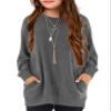 Girls Long Sleeve Shirts Size 7-8 Casual Cute Tops Clothing Dark Grey 8-9 view 1